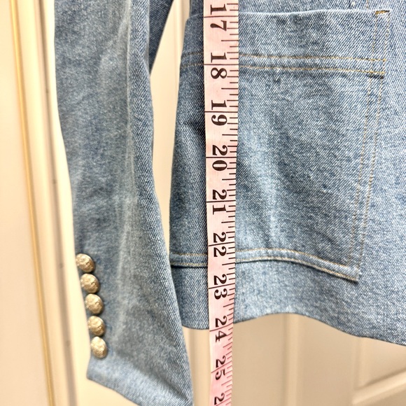 Veronica Beard Miller Dickey Jacket Light Blue Denim Blazer with Silver Buttons - Picture 11 of 14